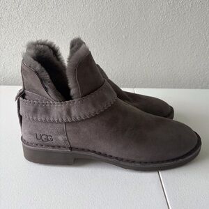 UGG Charcoal Suede Shearling Ankle Booties
